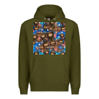 Army Green 4th of juky veteran boots seamless pattern Premium Hoodie - HRA Design Shop