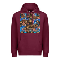 Burgundy 4th of juky veteran boots seamless pattern Premium Hoodie - HRA Design Shop