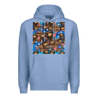 Colony Blue 4th of juky veteran boots seamless pattern Premium Hoodie - HRA Design Shop