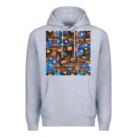 Heather Grey 4th of juky veteran boots seamless pattern Premium Hoodie - HRA Design Shop