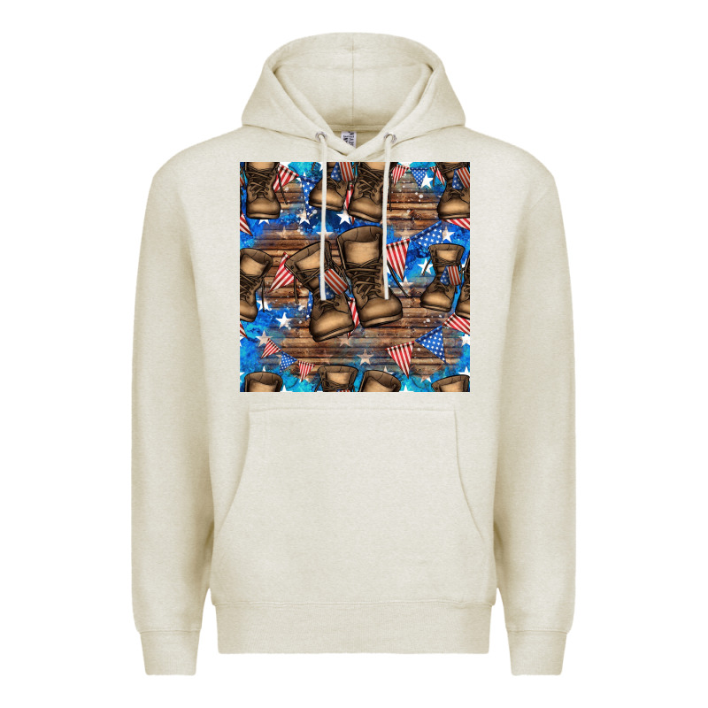 4th Of Juky Veteran Boots Seamless Pattern Premium Hoodie by HRA Design Shop | Teevron
