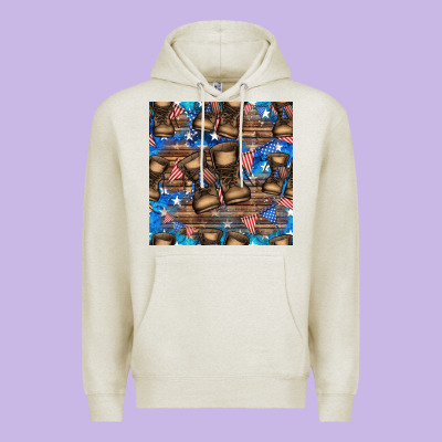 4th Of Juky Veteran Boots Seamless Pattern Premium Hoodie Designed By Hra Design Shop