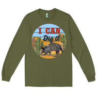 Army Green i can dig it armadillo Long Sleeve Tee - BarkalooDesign