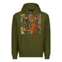 Army Green western boots and sunflowers seamless pattern Premium Hoodie - HRA Design Shop