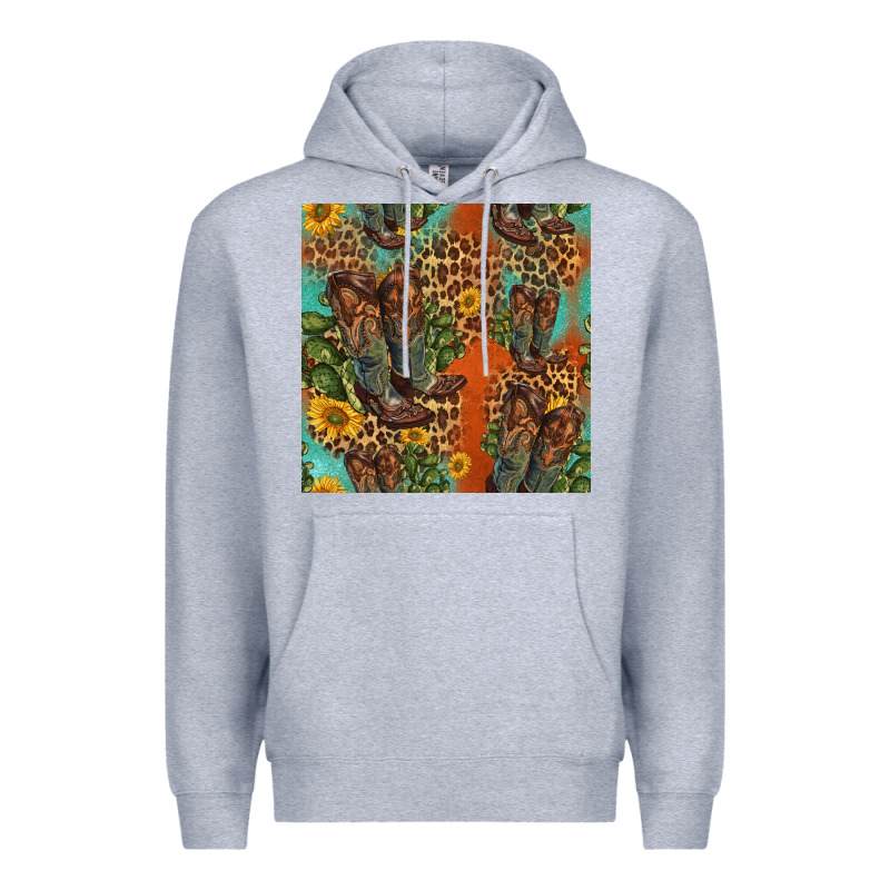 Western Boots And Sunflowers Seamless Pattern Premium Hoodie by HRA Design Shop | Teevron
