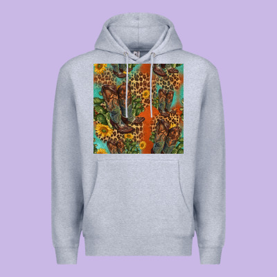 Western Boots And Sunflowers Seamless Pattern Premium Hoodie Designed By Hra Design Shop