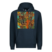 Navy western boots and sunflowers seamless pattern Premium Hoodie - HRA Design Shop