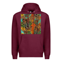 Burgundy western boots and sunflowers seamless pattern Premium Hoodie - HRA Design Shop