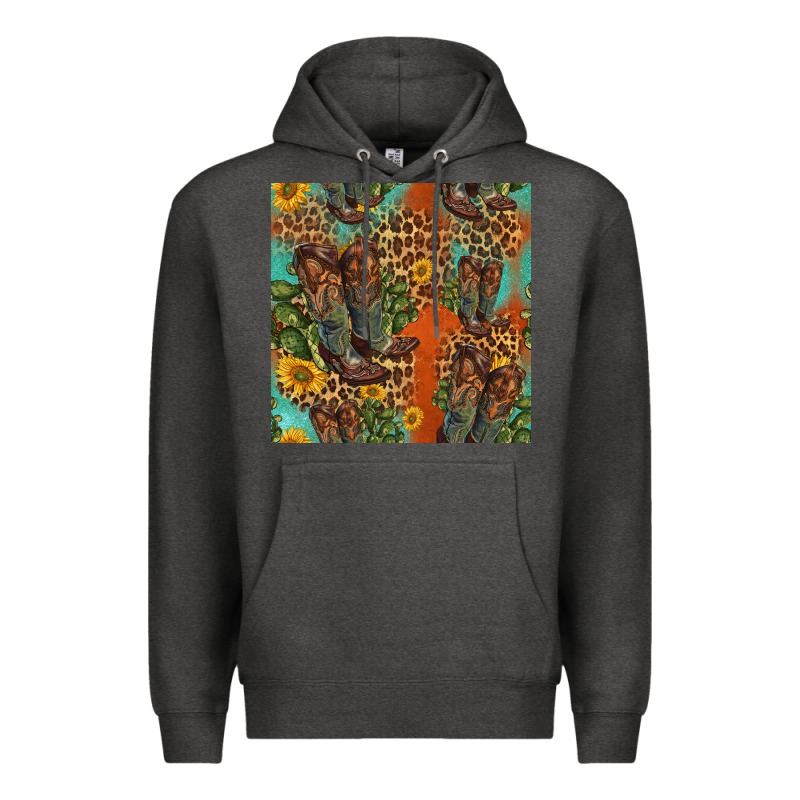 Western Boots And Sunflowers Seamless Pattern Premium Hoodie by HRA Design Shop | Teevron