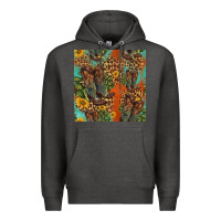 Charcoal Heather western boots and sunflowers seamless pattern Premium Hoodie - HRA Design Shop
