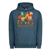 Pigment Midnight Navy fall vibes and that nurse life Urban Hoodie - AdoDesignShop