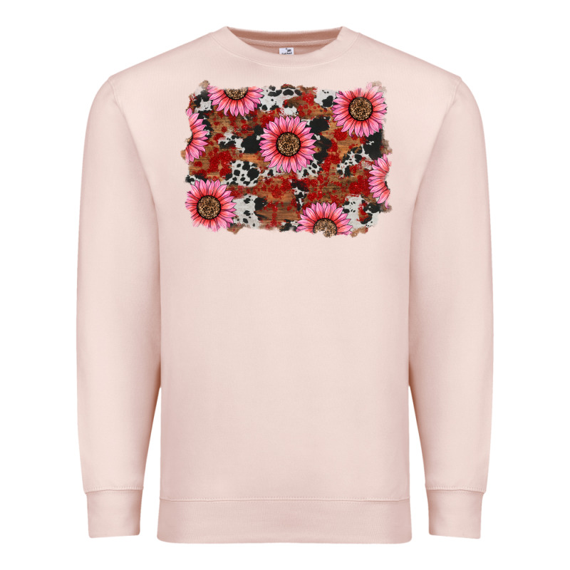 Valentines Day Sunflowers Leopard Cowhide Backgrou Premium Sweatshirt by RanaPortraitStore | Teevron