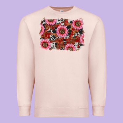 Premium Sweatshirt valentines day sunflowers leopard cowhide backgrou