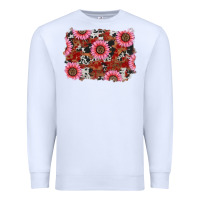 White valentines day sunflowers leopard cowhide backgrou Premium Sweatshirt - RanaPortraitStore