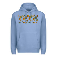 Colony Blue sunflowers and turquoise 16oz libbey glass Premium Hoodie - HRA Design Shop