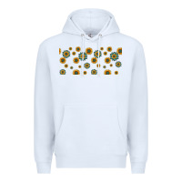 White sunflowers and turquoise 16oz libbey glass Premium Hoodie - HRA Design Shop