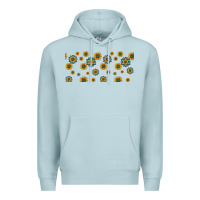 Blue Mist sunflowers and turquoise 16oz libbey glass Premium Hoodie - HRA Design Shop
