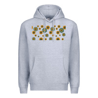Heather Grey sunflowers and turquoise 16oz libbey glass Premium Hoodie - HRA Design Shop