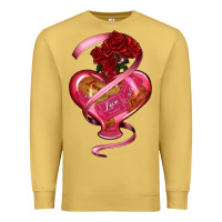 Antique Gold heart glass vase love tickets with rose Premium Sweatshirt - RanaPortraitStore