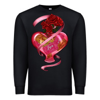 Black heart glass vase love tickets with rose Premium Sweatshirt - RanaPortraitStore
