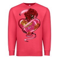 Cardinal heart glass vase love tickets with rose Premium Sweatshirt - RanaPortraitStore