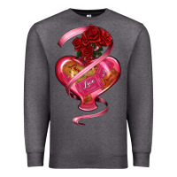 Charcoal Heather heart glass vase love tickets with rose Premium Sweatshirt - RanaPortraitStore