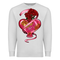 Dove Grey heart glass vase love tickets with rose Premium Sweatshirt - RanaPortraitStore