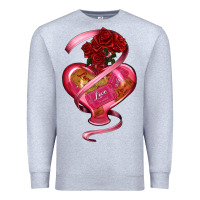 Heather Grey heart glass vase love tickets with rose Premium Sweatshirt - RanaPortraitStore