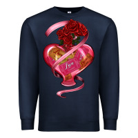 Navy heart glass vase love tickets with rose Premium Sweatshirt - RanaPortraitStore
