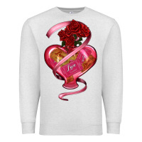 Oatmeal Heather heart glass vase love tickets with rose Premium Sweatshirt - RanaPortraitStore