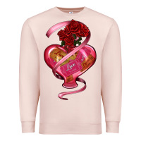 Pale Pink heart glass vase love tickets with rose Premium Sweatshirt - RanaPortraitStore