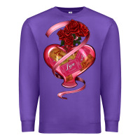 Purple heart glass vase love tickets with rose Premium Sweatshirt - RanaPortraitStore