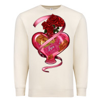 Sandshell heart glass vase love tickets with rose Premium Sweatshirt - RanaPortraitStore