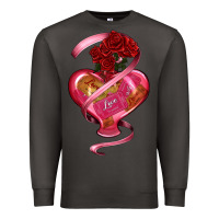 Smoke heart glass vase love tickets with rose Premium Sweatshirt - RanaPortraitStore