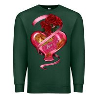Sports Green heart glass vase love tickets with rose Premium Sweatshirt - RanaPortraitStore