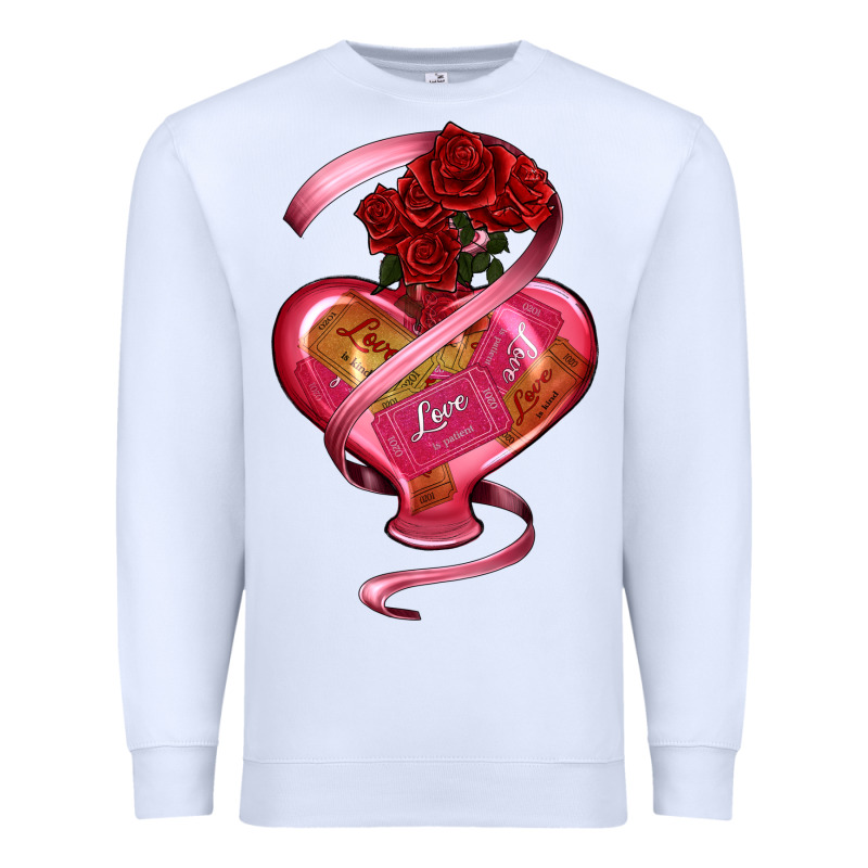 Heart Glass Vase Love Tickets With Rose Premium Sweatshirt by RanaPortraitStore | Teevron
