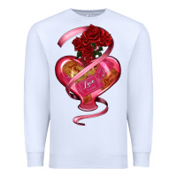 White heart glass vase love tickets with rose Premium Sweatshirt - RanaPortraitStore