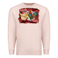 Pale Pink xoxo rooster and chicken Premium Sweatshirt - RanaPortraitStore