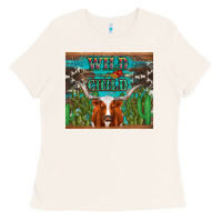 Bone whild child longhorn  cactus cowhide Ladies Tee - Artiststas