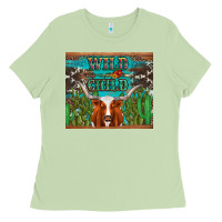Matcha whild child longhorn  cactus cowhide Ladies Tee - Artiststas