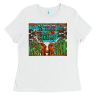 White whild child longhorn  cactus cowhide Ladies Tee - Artiststas