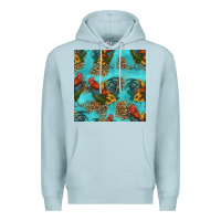 Blue Mist rooster and sunflowers seamless pattern Premium Hoodie - HRA Design Shop