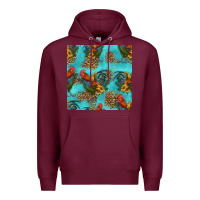 Burgundy rooster and sunflowers seamless pattern Premium Hoodie - HRA Design Shop