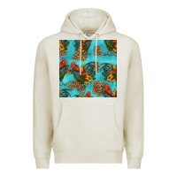 Oatmeal Heather rooster and sunflowers seamless pattern Premium Hoodie - HRA Design Shop
