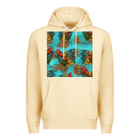 Pina Colada rooster and sunflowers seamless pattern Premium Hoodie - HRA Design Shop