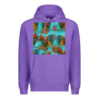 Purple rooster and sunflowers seamless pattern Premium Hoodie - HRA Design Shop