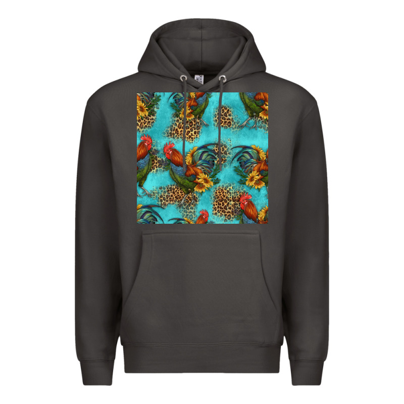 Rooster And Sunflowers Seamless Pattern Premium Hoodie by HRA Design Shop | Teevron