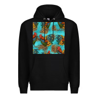 Black rooster and sunflowers seamless pattern Premium Hoodie - HRA Design Shop
