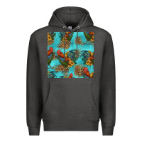 Charcoal Heather rooster and sunflowers seamless pattern Premium Hoodie - HRA Design Shop