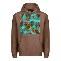Chestnut rooster and sunflowers seamless pattern Premium Hoodie - HRA Design Shop